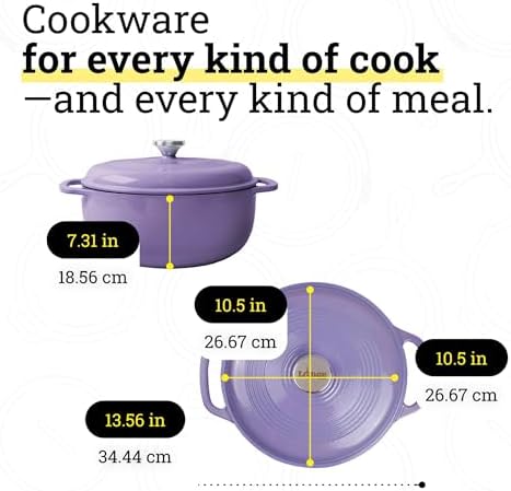 Lodge Essential Enamel Cast Iron Dutch Oven, 6 Quart, Lilac