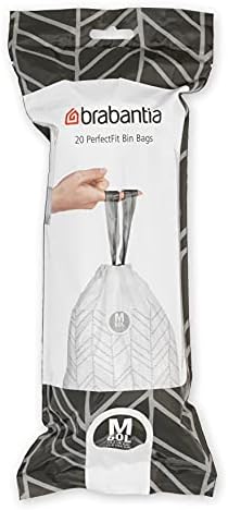 Brabantia PerfectFit Trash Bags (Size M/16 Gal) Thick Plastic Trash Can Liners with Drawstring Handles (120 Bags)