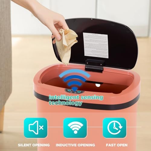 BestOffice | 13 Gallon Plastic Trash Can with Lid | Pink