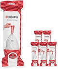 Brabantia PerfectFit Trash Bags (Size J/5.3-6.6 Gal) Thick Plastic Trash Can Liners with Drawstring Handles (120 Bags)