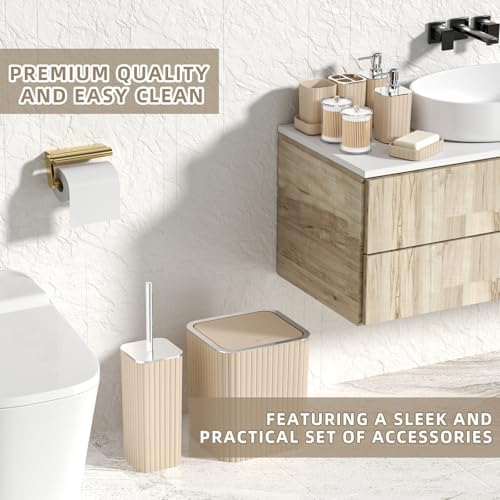 XLHOMO Bathroom Set - Bathroom Sets with Shower Curtain and Rugs, Beige