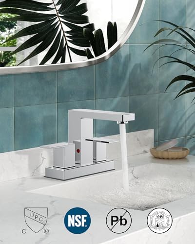 FORIOUS 4 in Chrome Bathroom Faucet Centerset with Drain, Commercial Faucet