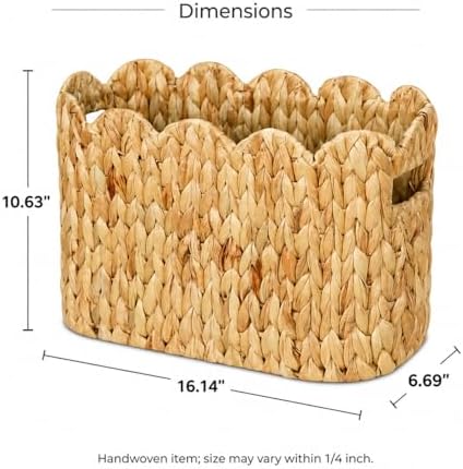 Scalloped Toilet Paper Basket, Tall Narrow Water Hyacinth