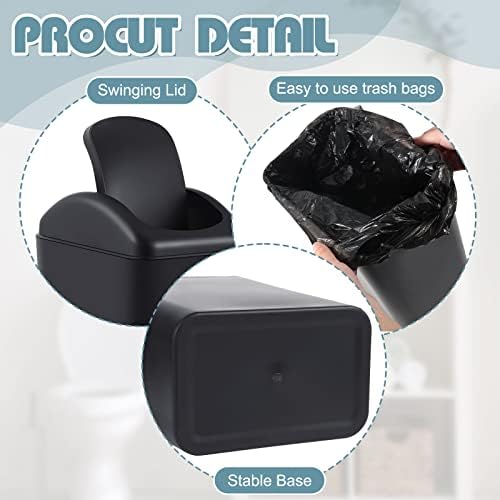 Hoolerry 2 Pcs 3 Gallon Small Trash Can with Lid Plastic Garbage Bin,Black