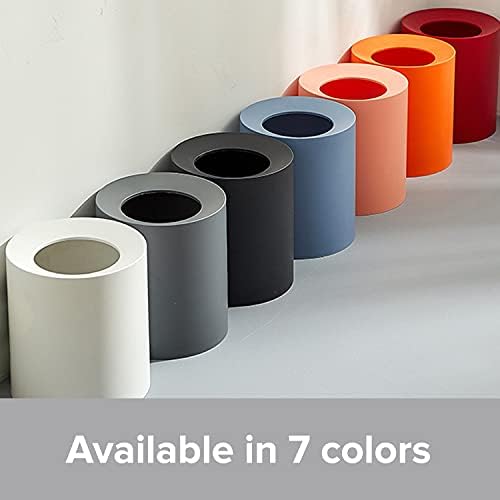 Modern Round Waste Basket,2.1Gal/8L Open Top Trash Bin,White Garbage Can with Removable Plastic Bin,Keeps Liner Bag Hidden,Bathroom Garbage Can or Trash Can for Kitchen,Minimalist Office Trash Can