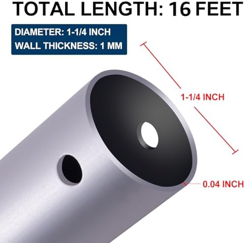 POOLAZA Pool Pole 16ft Heavy Duty,Detachable Aluminum Pole with Double Grip