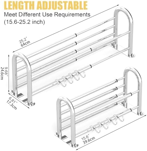 BESy Adjustable Bathroom Towel Rack with Shelf, Towel Bar, Chrome