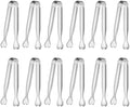 12 PCS Heart-Shaped Small Serving Tongs, 4.3 Inch Mini Sugar Tongs Silver Stainless Steel for Ice Cube, Appetizers, Dessert, Tea Party, Home Kitchen, Coffee Bars, Buffet, Food Grade & Dishwasher Safe