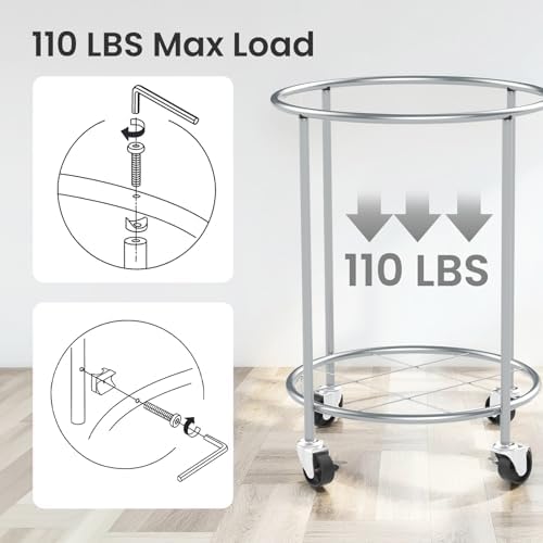 Aduanbang 170L Laundry Basket with Wheels, Rolling Hamper with Removable Bag & Steel Frame, Round Laundry Cart with 4 Casters & 2 Brakes, Ideal for Bedroom, Bathroom & Laundry Room