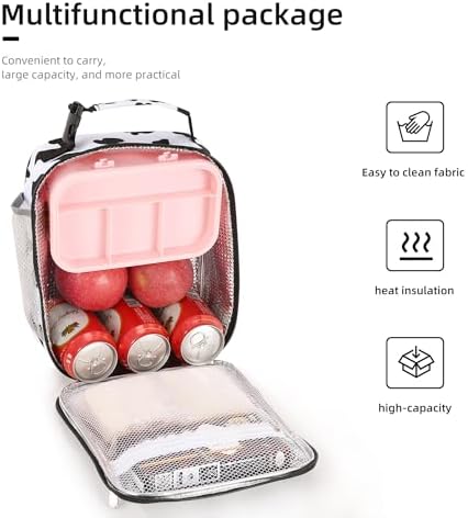 Lovoeo Lunch box Lunch bag for men women Insulated Lunchbox Lunch bags for Work Picnic Travel (Cow)