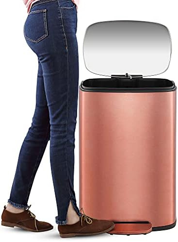 happimess Connor 2-Piece Stainless Steel Trash Can, Rose Gold