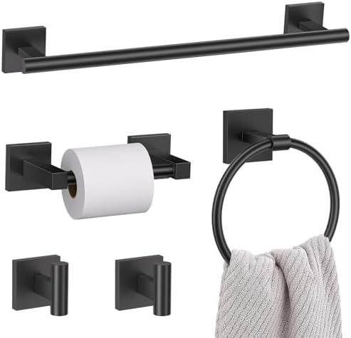 Lairuier Matte Black Bathroom Accessories, Towel Bar Set Wall Mounted