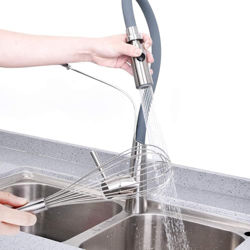 10-inch stainless steel whisk, suitable for mixing batter, whipping cream and mixing seasonings (304 egg beater steel wire thickened)