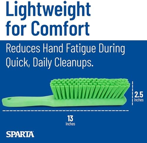 SPARTA 8 Inch Soft Counter Brush with Polyester Bristles and 5 Inch Handle, Color Coded Handheld Broom for Tables Countertops and Foodservice Surfaces, 13 Inch Overall Length, Lime