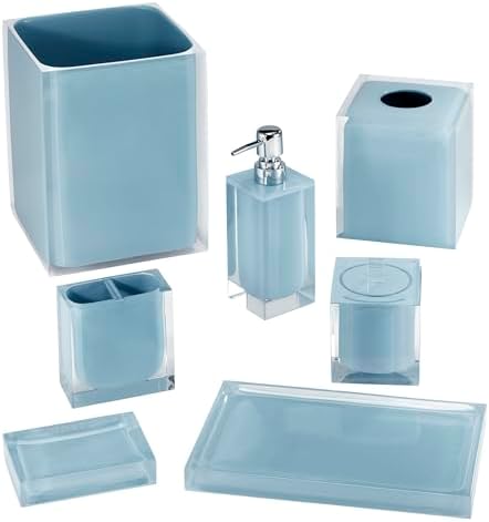 Izod - Lotion Pump/Soap Dispenser, Sleek Resin Countertop Accessories, Dorm Room Essentials, Modern Home Decor (Marina Collection, Blue)