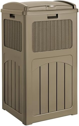 Devoko 33 Gallon Outdoor Trash Can, Hideaway Garbage Bins with Tiered Lid
