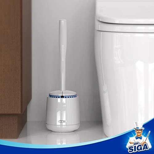 MR.SIGA Toilet Bowl Brush and Holder, Sturdy Long Handle, White, 2 Pack