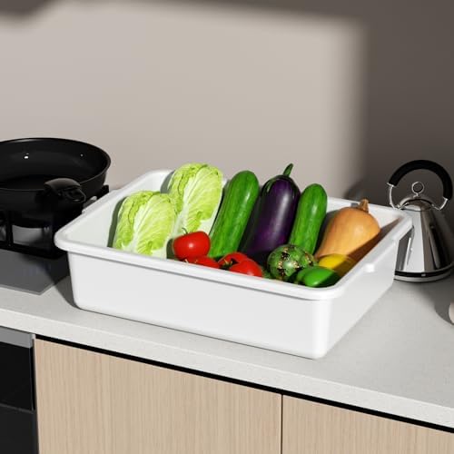 4-Pack 22L Plastic Commercial Bus Tubs for Restaurant Home, White