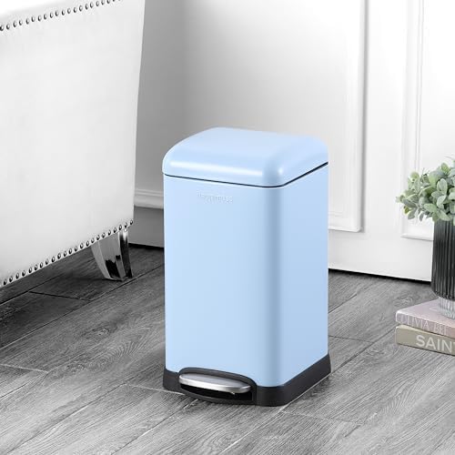 happimess Betty Retro Mini 3.2 Gal Step Trash Can, Tide Pool Blue