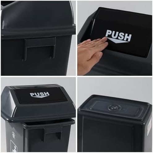 6 Gallon Plastic Swing Top Garbage Can, 4 Pack Kitchen Trash Bins with Swing Lid, Gray