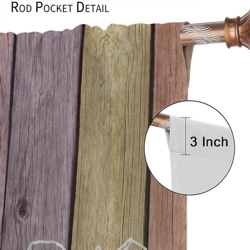 JESTRONRY Laundry Room Theme Curtains,Wash Dry Fold Colorful Wood Plank Print Fabric Window Treatment for Living Room Kitchen Bathroom Home Decor Curtain Drapes 42x63 Inch Blackout