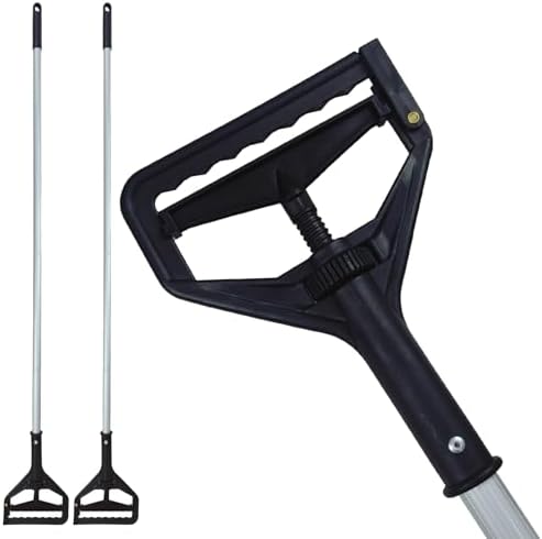 60 Inch Industrial Mop Handle 2 Pack, Heavy Duty Commercial Mop Stick, Aluminum Alloy Anti-Slip Replacement Mop Handle, Easy to Assemble Black Mop Pole for Home Commercial Industrial Cleaning (black)