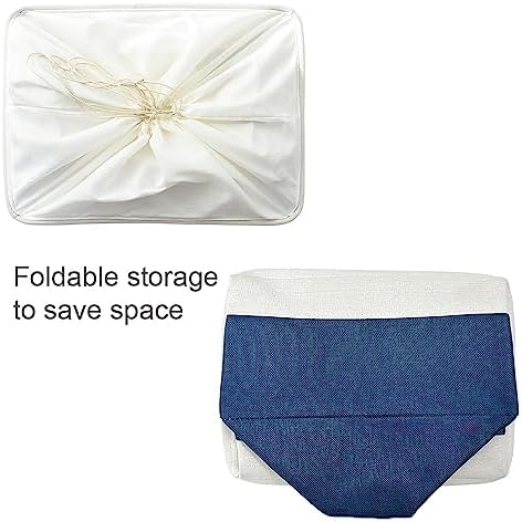 TheWarmHome Organization and Storage Basket for Shelves - Jumbo 3 Pack 20x16x14 inch Collapsible Storage Bins for Organizing, Canves Storage Cubes for Gift Organizer Toys Closet (White & Jean Blue)