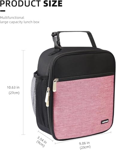 Lovoeo Lunch box Lunch bag for men women Insulated Lunchbox Lunch bags for Work Picnic Travel (Thicken dusty pink)