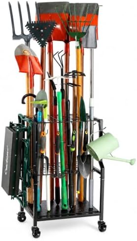 UU-Major Garden Tool Organizer for Garage Corner,Free Standing Yard Tools Rack Heavy Duty,Garage Organization and Storage Stand for Broom,Mop,Rakes,Shovel Holder for Lawn/Shed/Outdoor.