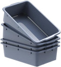 4 Pack Commercial Plastic Bus Tubs 8.6 Gallon (33L) - Heavy Duty Wash Basin & Dish Box Tote for Restaurant Kitchen Organization - 24.5" L x 16.5" W x 7" H Gray Utility Box