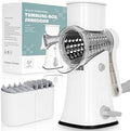 5-in-1 Rotary Cheese Grater Hand Crank, Vegetable Slicer Shredder with 5 Interchangeable Blades, Graters for Kitchen, Safe Kitchen Tool for Cheese, Nuts, Chocolate, White