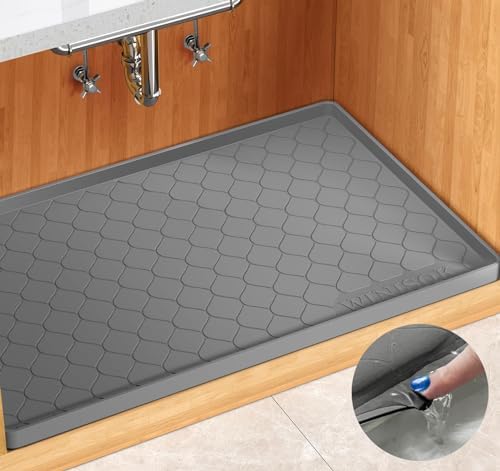 Winisok Waterproof Under Sink Mat 28" x 19", Silicone Mat, Dark Gray