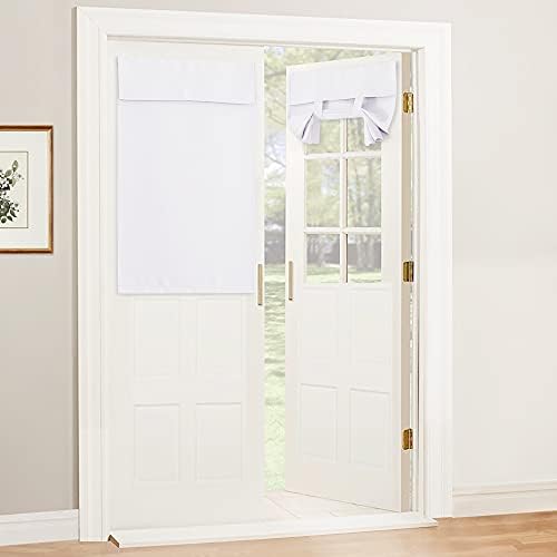 RYB HOME 2 Panels Blackout French Door Curtains, Stick on Shades No Drill