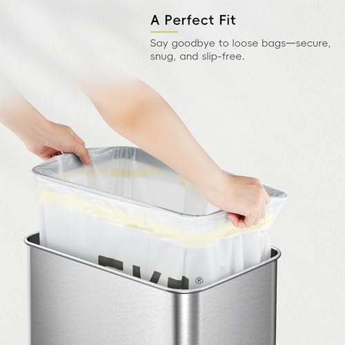EKO 12.9 Gallon / 45-49 Liter, 60 Count Drawstring Trash Bags, Extra-Strong Unscented Garbage Bags, Easy-Dispense Roll for Kitchen & Household Use, Resists Tears, Leaks and Punctures, Code J, White