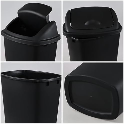 Begale 10 Gallon Plastic Swing Top Trash Bin, Black, Pack of 4
