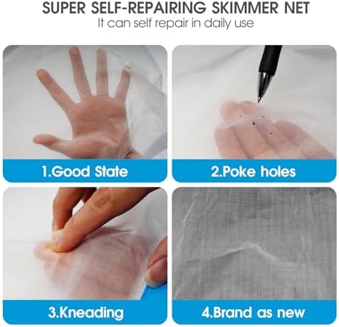 TidyMister 17.5'' Ultra Fine Mesh Pool Skimmer Net Rake for Sand Silt Pollen Debris - Super Extra Fine Nylon Cleaning Pool Net for Above Ground & In-ground Swimming Pools