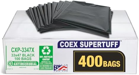 Aluf Plastics 40-45 Gallon 1.5 MIL (eq) Black Heavy Duty Trash Can Liners - 33" x 47" - Pack of 400 - For Contractor, Industrial, Commercial