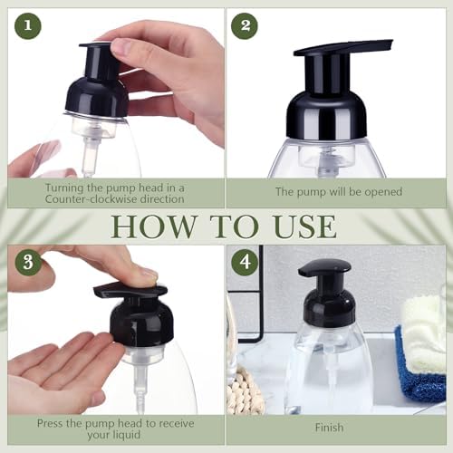 Nuenen 48 Pcs Foaming Soap Dispenser Pump Bottles,8oz Plastic, Black