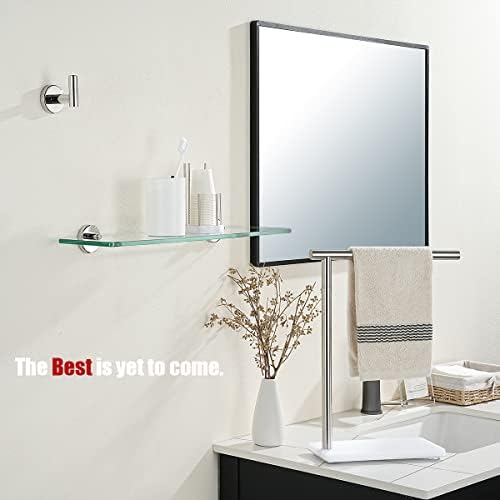 JQK Bathroom Glass Shelf Chrome, Tempered Glass Shower Storage 20 by 5 inches, 304 Stainless Steel Polished Chrome Wall Mount, TGS101L20-CH