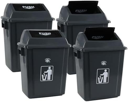Kiddream 4 Packs 5 Gallons Swing Lid Garbage Can, Plastic Trash Can