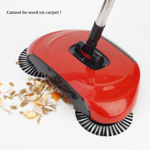 Manual Sweeper, Carpet Sweeper, Mini Hand Push Sweeper 3 in 1 Household Cleaning Lazy Dustpan Trash Bin 360° Rotating Floor Cleaning Mop for Hardwood Ceramic Tiles, with 10 Cloth (Lake Blue)