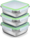 3 Pack Sandwich Containers, 24oz Stainless Steel Sandwich Box with Airtight Lids, Reusable Metal Meal Prep Lunch Boxes, BPA-Free, Dishwasher Safe, Food Storage Containers for Families (Green)