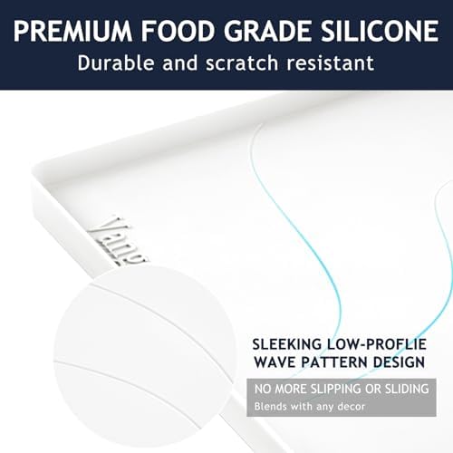 Heavy Duty Silicone Under Sink Mats for Kitchen Waterproof 40" x 22", Extra Thick Under Sink Rubber Mat Drip Tray, Raised Edge Under Sink Liner,Prevent Drips, Leaks, Spills,White