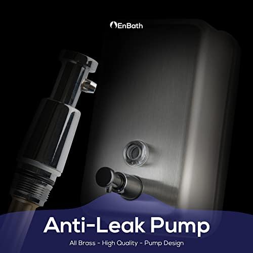 Horizontal Commercial Soap Dispenser Wall Mount, 304 Stainless Steel & Solid Brass Pump Core, Hand Soap Dispenser with Corrosion-Proof Lining for Bathrooms & Kitchens, 37oz/1100ml ADA Compliant