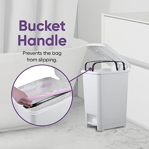 Superio Slim Trash Can with Foot Pedal – 4 Gallon Step-On Dustbin, Small Plastic Garbage Can with Lid, Trash Can for Bathroom, Bedroom, RV, Kitchen, Office, Patio, or Dorm – White Smoke
