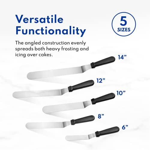 New Star Foodservice Angled Icing Spatula, 10 Inch Blade, 15 Inch Overall, Bakery-Grade Stainless Steel Offset Frosting Spatula