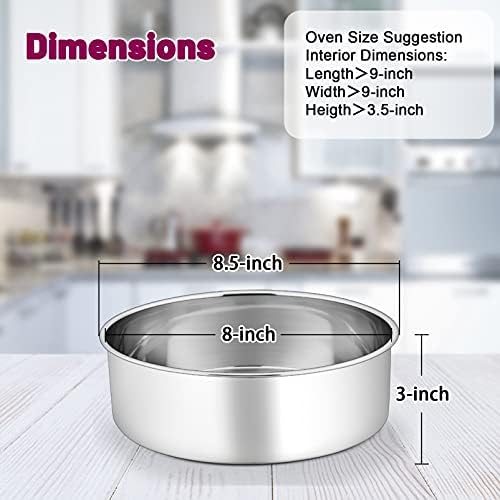 P&P CHEF 8 Inch Cake Pans Set, 4Pcs Stainless Steel Round Baking Pan