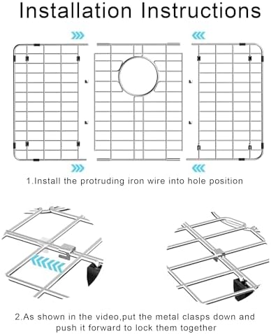 Metal Sink Grate Protector for Kitchen, Stainless Steel Sink Bottom Grid 27-9/16" X 14-9/16",Large Kitchen Sink Protector with Rear Drain Hole, Kitchen Sink Rack with Strainer for Single Bowl