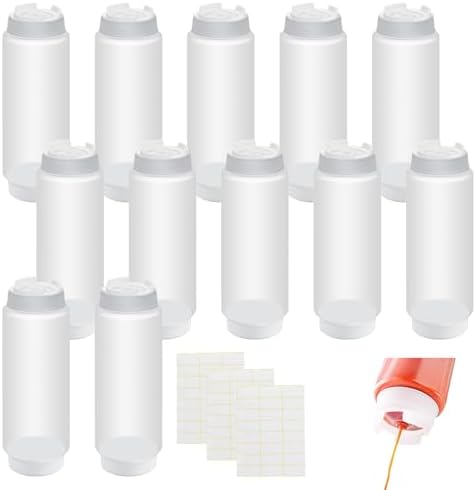12 Pcs 32oz Condiment Squeeze Bottles Sauces Dispenser