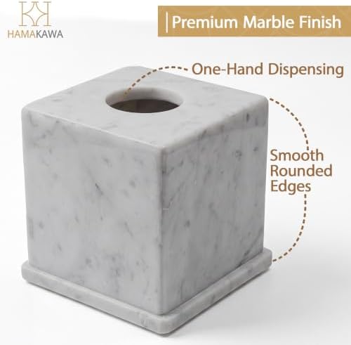 Marble Tissue Box Cover, Carrara White Tissue Organizer